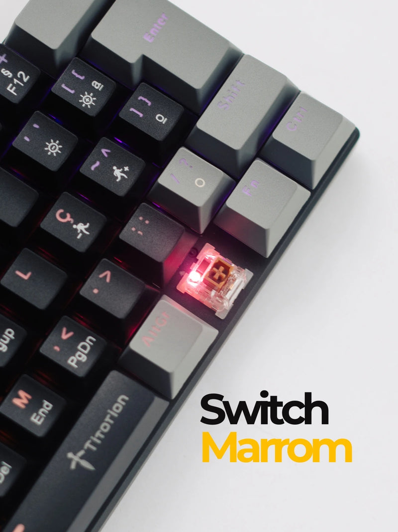 Teclado Mecânico 60% Cinza Switch Marrom e Vermelho