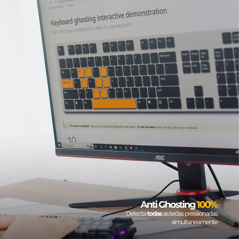 Teclado Mecânico 60% Cinza Switch Marrom e Vermelho
